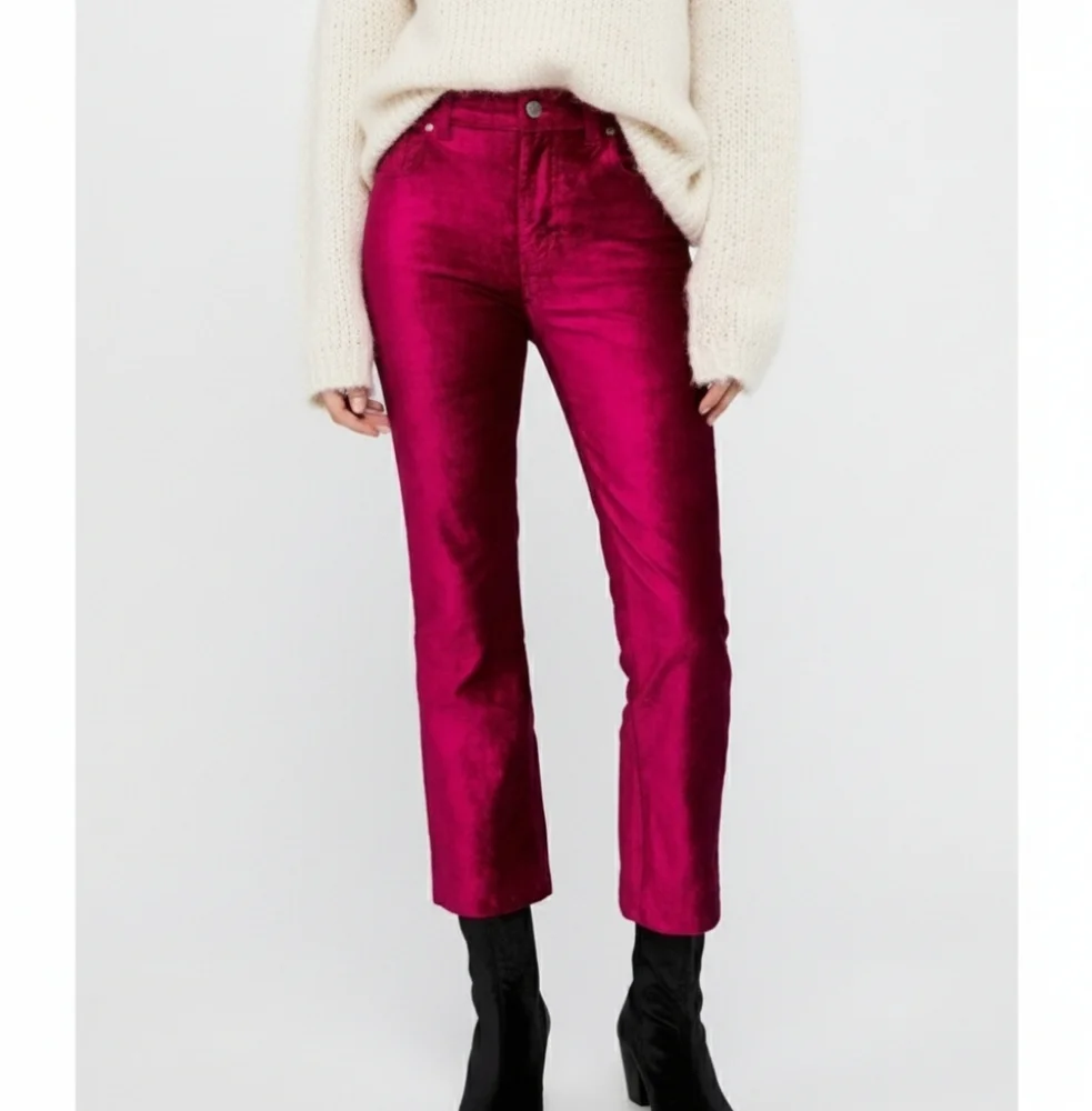 Free People Cropped Velvet Pants Size 28 - Picture 2 of 10